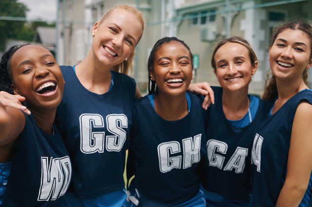 Group of athletes smiling