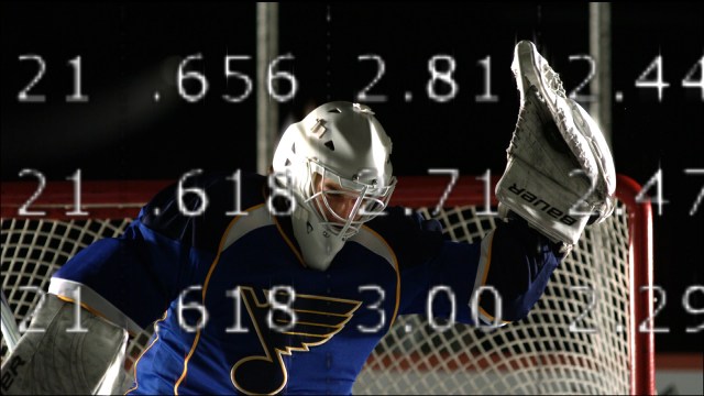 Hockey Goalie with Floating Numbers