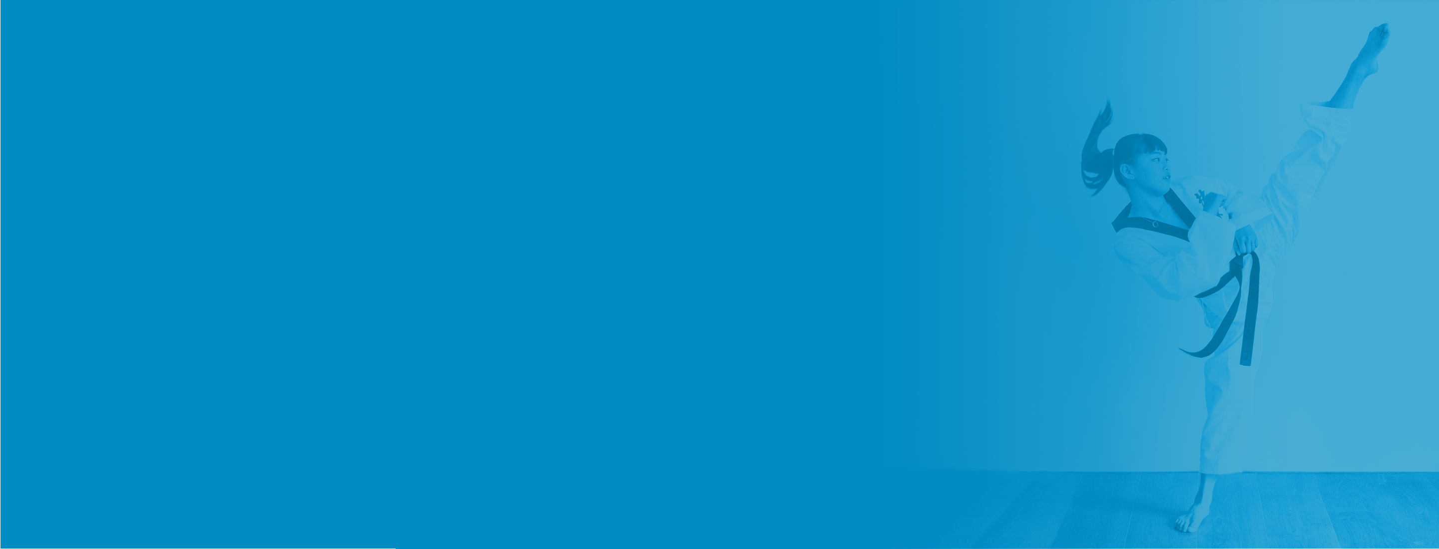 karate girl blue background