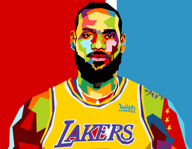LeBron James, vector sketch illustration, isolated style