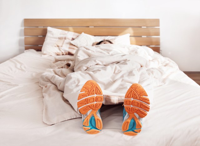 All time ready to run. Runner sleep in comfort run shoes